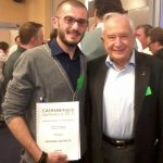 Luigi Romano insieme al prof. Raphael Machoulam ad un congresso scientifico